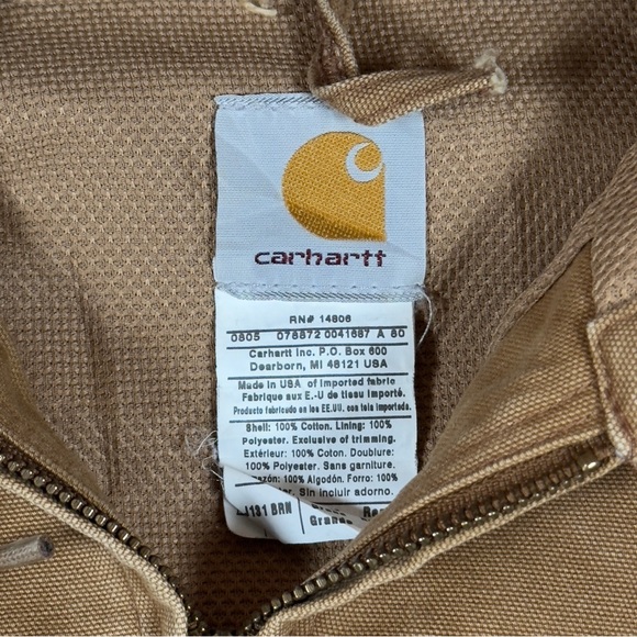Carhartt Men’s Brown Hooded Jacket Size Large Workwear - Picture 2 of 11